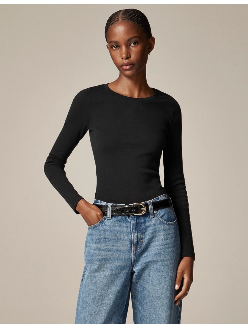 J. Crew Perfect-fit long-sleeve crewneck T-shirt - Black